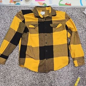 American Eagle Yellow and Black Striped Shirt Mens XL